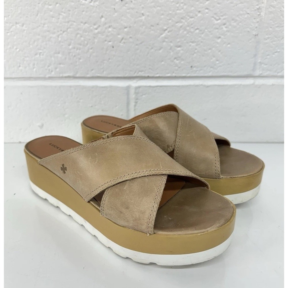 Lucky Brand Vebony Sandal Dune Suede Cross Strap Slide / Women's 9